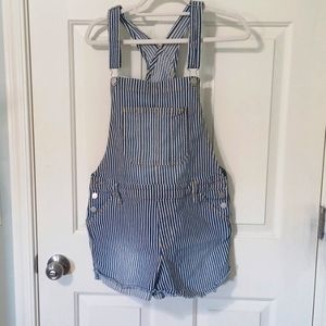 Size large blue & white striped overall